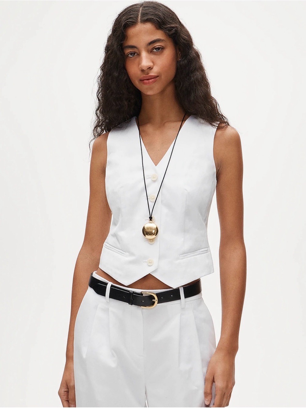 J.Crew Shrunken V-Neck Vest Top White Size 4 Cotton Blend NWT